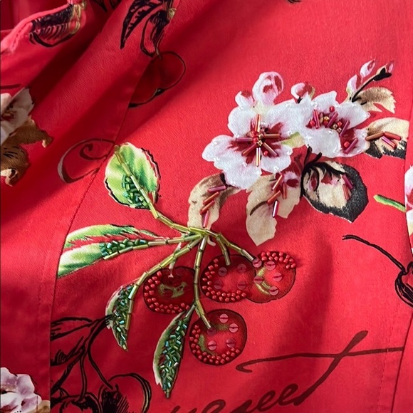 Vintage Red Floral and Cherry lined blazer and skirt ❤️ - Picture 3 of 9